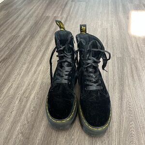 Dr. Martens Black Velvet Platform Boots size 7